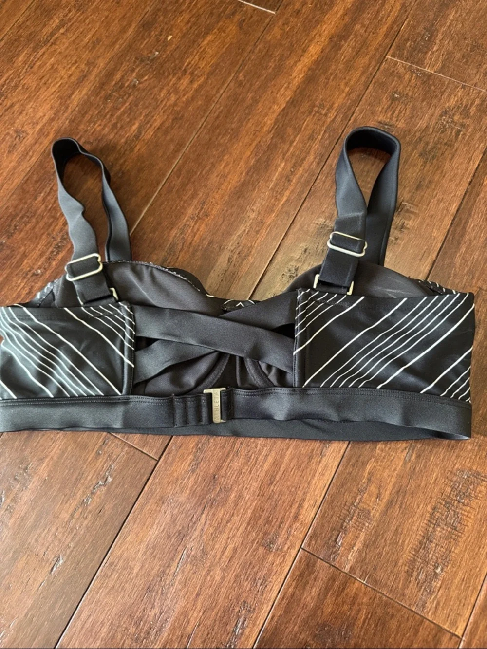 Athleta Black Striped Underwire Swim Top - Size 36B/C